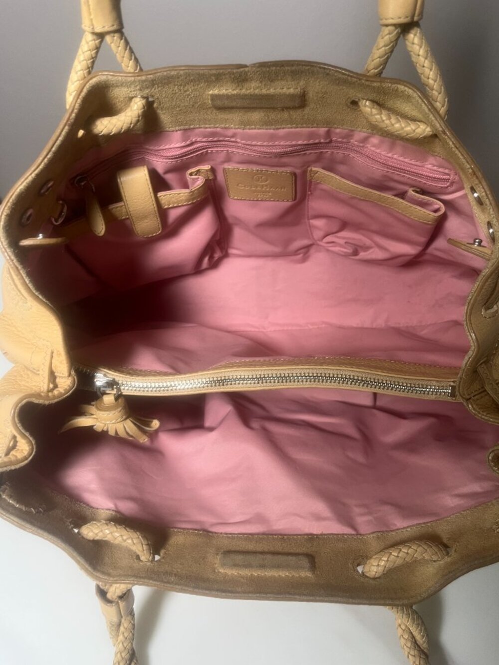 Cole Haan Village SP06 Beige Pebbled Leather Hobo Shoulder Bag Y2K - Picture 14 of 16